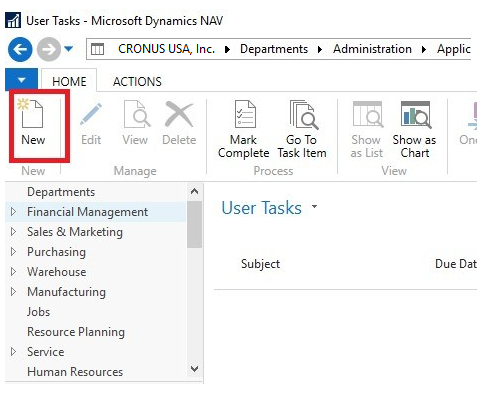 Adding a new task in Dynamics NAV