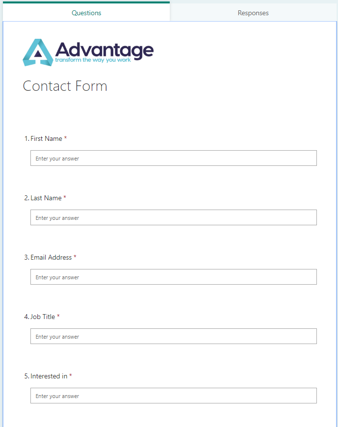 An example of a form created in Microsoft Forms