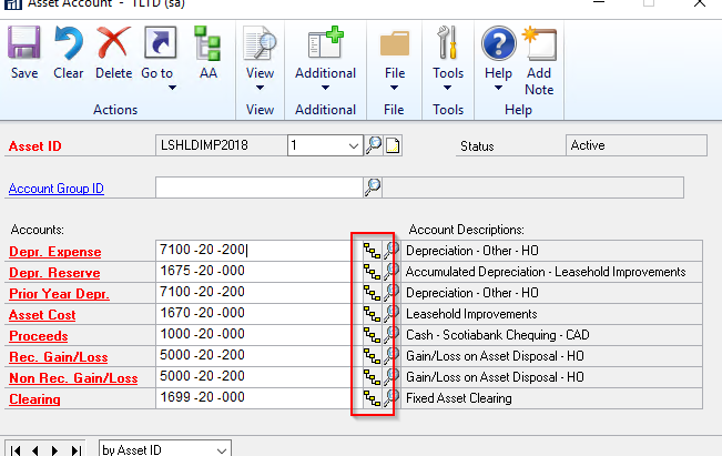 Asset account in Dynamics GP