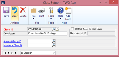 Class setup in Dynamics GP