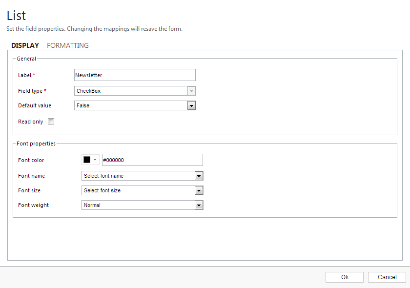 Display formatting