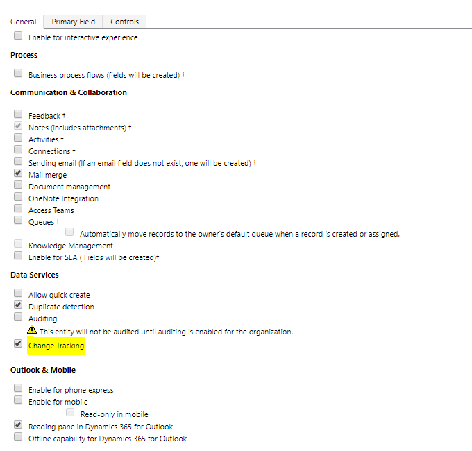 Enabling disabling change tracking in Dynamics GP