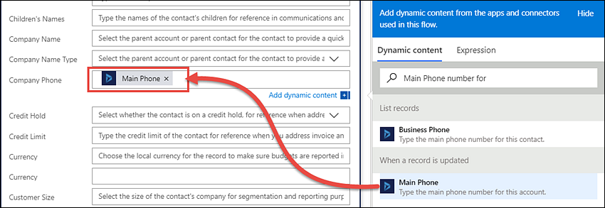 How to add main phone number to Microsoft Flow