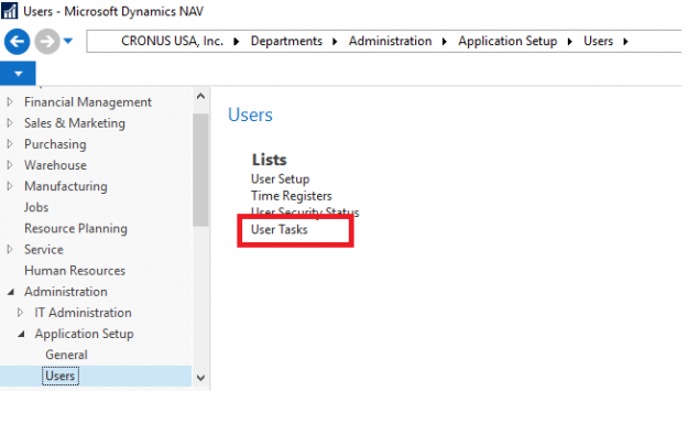 How to find user tasks in Dynamics NAV